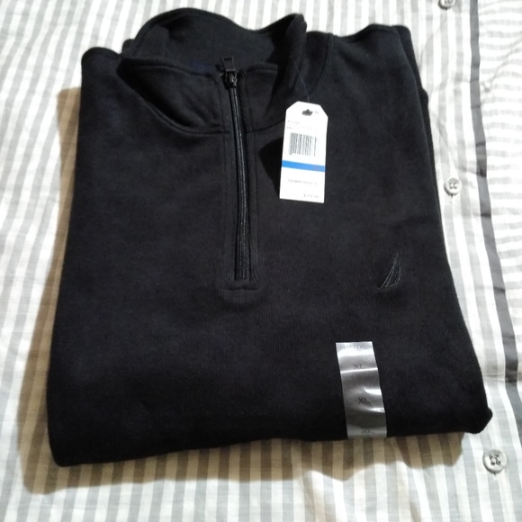 Nautica Black 1/4 Quarter Zip Pullover Sweatshirt - Picture 5 of 7